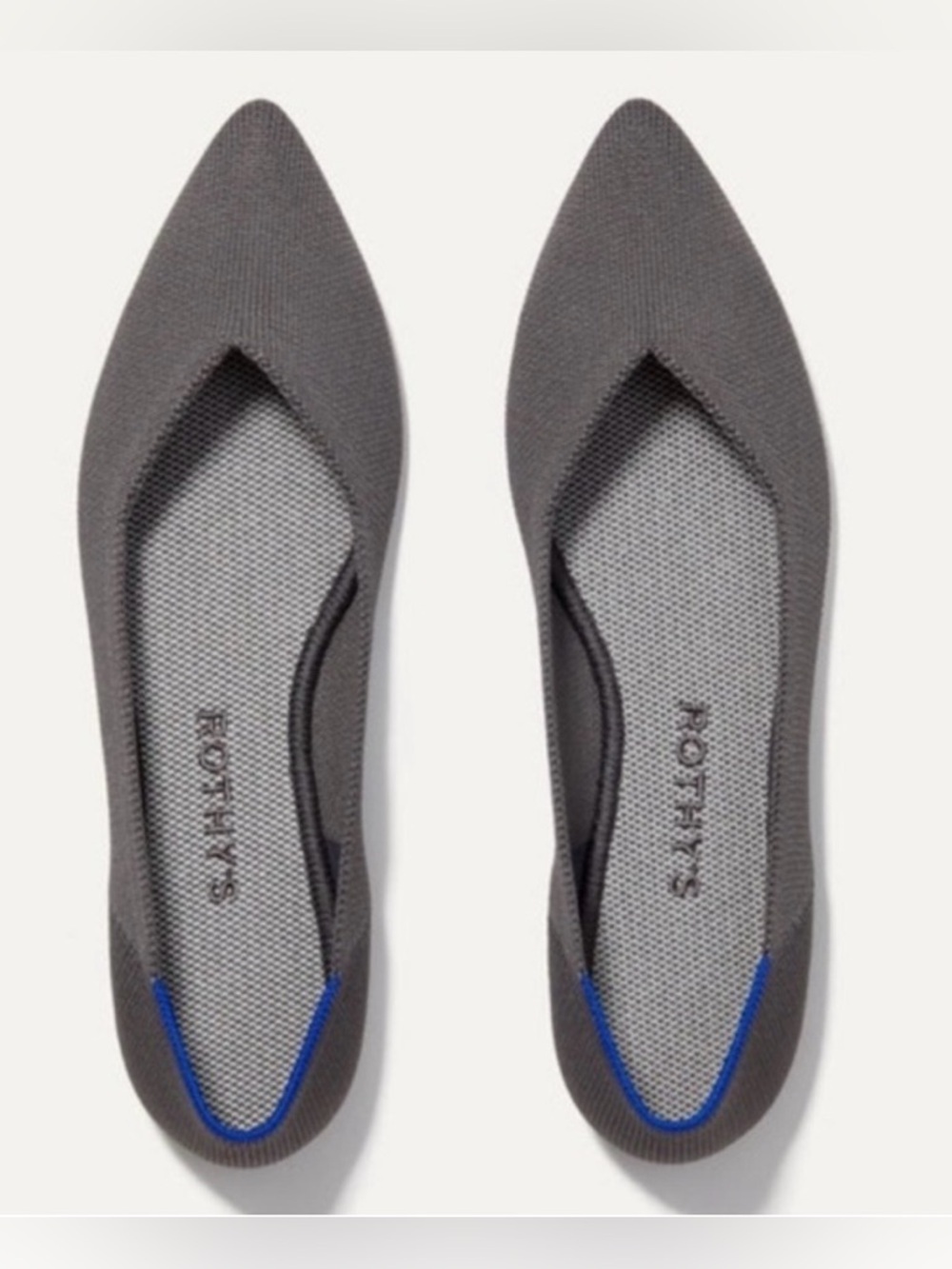 Rothy’s The Point Pebble Grey Flats NIB Size 12.5